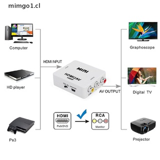 mini hdmi2av a av rca cvbs 1080p compuesto audio video adaptador caja convertidor [cl]