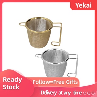 Yekai - filtro de té de acero inoxidable con mango para oficina, hogar, uso al aire libre