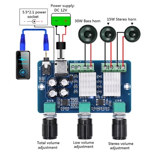 Árbol DC 12V XH- canal amplificador de Audio de la junta de potencia Digital 15W+15W estéreo 30W Bass Voice Player amplificar módulo (5)