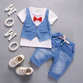 2 pzs conjunto De ropa De verano nueva Manga corta red Shorts chaleco para bebés traje De algodón para niños (1)