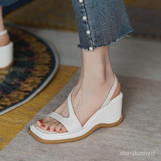 Sandalias de cuña para mujer Zapatos de tacón alto con plataforma de estilo coreano (4)