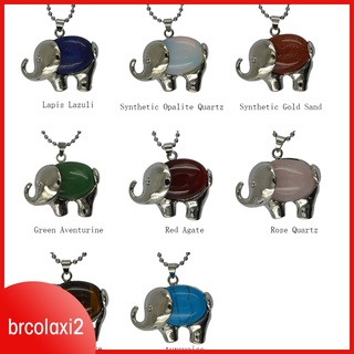 Brcolaxi2 collar largo De cadena con pendiente De Elefante Chakra Cura piedra opa