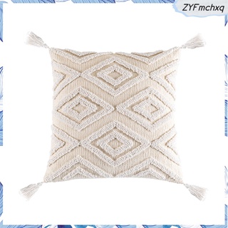 Boho Throw Pillow Covers Woven Tufted Pillowcases Tassels for Cushion Covers (1)