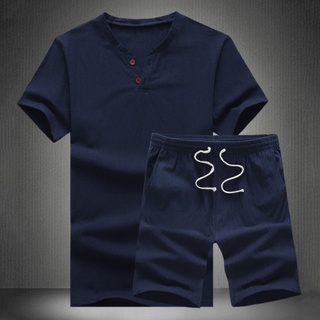 aobuqu color sólido casual traje de dos botones de dos piezas de manga corta t-shirt cordón pantalones cortos conjunto streetwear (3)