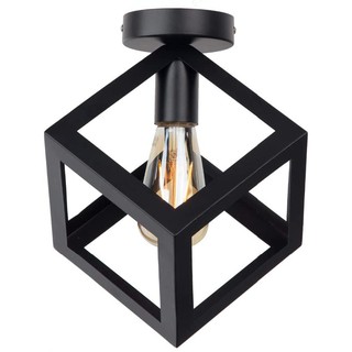 Home-neat estilo nórdico geométrico lámpara de techo sombra de Metal negro cubo colgante luz E27 luz colgante