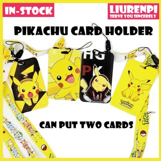 Pokemon Pikachu Titular De La Tarjeta Con Cordón Cuello Correa Bus Caso Trabajo Identidad Insignia 2 Tarjetas Cubierta