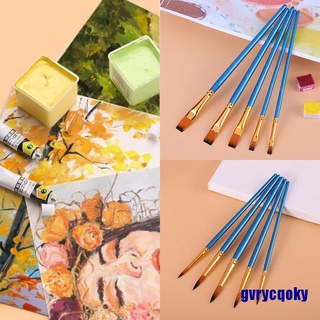 5Pcs Artist Paint Brush Set Nylon Bristles Hair Watercolor Acrylic Oil Painting