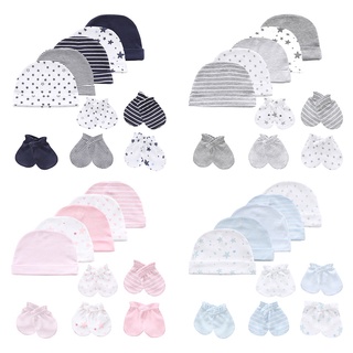 5 pares de guantes y gorras para la vista set de 5 accesorios para la cabeza 5 pares de guantes y guantes de bebé resistente al arnés de algodón ropa de dormir para bebés sombreros para niños (1)