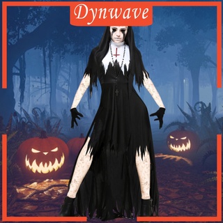 [DYNWAVE] Conjunto de Cosplay de fiesta de Halloween para mujer, Medieval, monja, disfraz de fiesta (2)