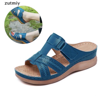 [zutmiy] señoras mujeres tacón ortopédico deslizamiento en el dedo del pie abierto mulas sandalias zapatos nuevas zapatillas dfhs