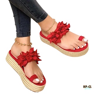 Women Casual Flower Platform Sandals Slip-on Daily Beach Travel Sandals Slippers (4)