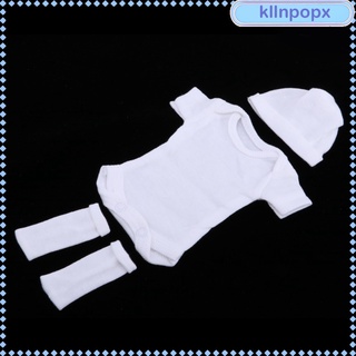 (Kllnpopx) 3 pzas mameluco+gorro+media Para muñecas Reborn 26-28cm blanco