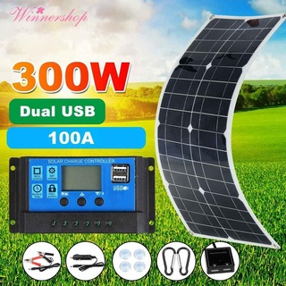 Kit De panel Solar Portátil De energía Rv De 300w con batería flexible Monocristalino 12v