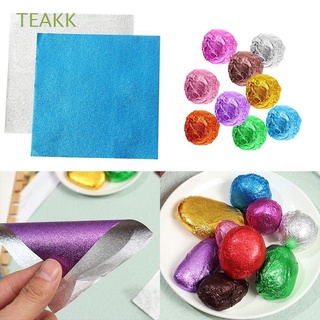 TEAKK 100 pcs Metal Embossing Package Paper Sewing Wrapping Paper Aluminum Foil DIY Candy Baking Wedding Party Supplies Tin Food Decoration Candy Chocolate/Multicolor