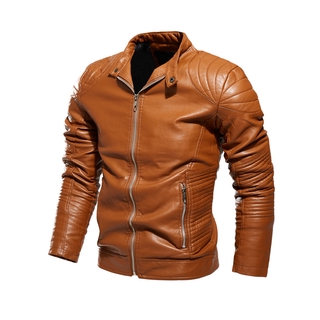 Chamarras De cuero para hombre chaquetas De cuero Pu para hombre De color sólido chaquetas nuevas para hombre múltiples opciones De color (6)