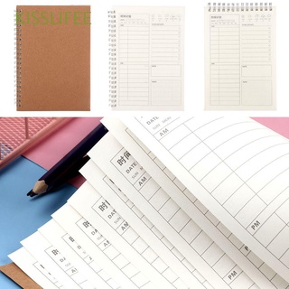 kisslifee estudiante regalo bobina cuaderno suministros escolares gestión del tiempo planificador diario oficina bloc de notas espiral anillo de alambre o cuaderno 50 hojas