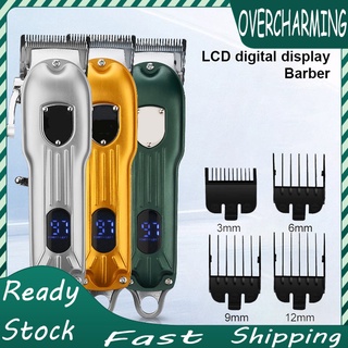 Overcharming Clipper inalámbrico pantalla Digital eléctrica bajo ruido dientes afilados Trimmer herramienta de corte de pelo