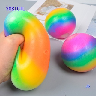 Yosicil 7cm Bolas De Estrés Arco Iris Colorido De Espuma Suave PU Exprimir Blandas Juguetes Para Niños Adultos Alivio Del Divertidos