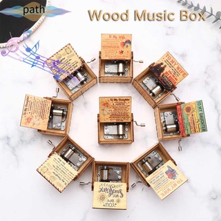 Path Vintage cajas de música manivela regalos para esposa madera caja de música tallada tarjetas usted es mi sol mecanismo grabado regalos para hija