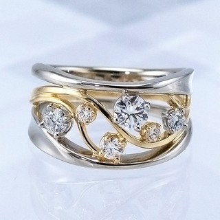 hot sale anillo de diamantes clásico de dos tonos de tamaño irregular anillo de mujer