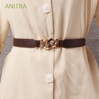 ANITRA Female Waist Strap Fashion Dress Belts Women Waist Belt Elastic Stretch PU Leather Adjustable Ladies Skinny Buckle Waistband/Multicolor