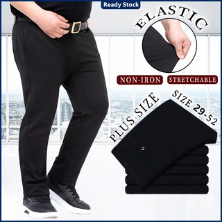 Los hombres grandes pantalones formales más el tamaño de la bolsa de deporte elástico de los hombres de negocios Casual pantalón largo Flexible pantalones