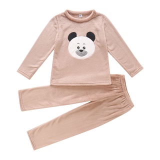 Autumn Winter Children Warm Thick Fleece Cartoon Pyjamas Girl Long Sleeve Sleepwear Suit (8)