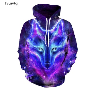 Fvuwtg Space Galaxy Wolf 3D Print Women Men Hoodie Sweatshirt Hooded Pullover Jacket CL