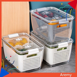 AREM Drain Box Multifunctional Non-deformable Plastic Vegetable Fruit Storage Containers for Refrigerator