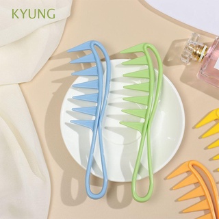 KYUNG Candy Color Wide Tooth Shark Comb Professional Hair Styling Tool Hair Comb Barber Accessories Portable Salon Fashion Plastic Massage Comb/Multicolor