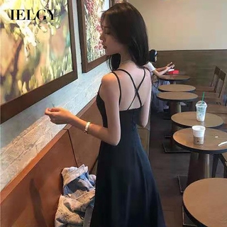 Ielgy verano nuevo estilo Platycodon grandiflorum francés Hepburn estilo pequeño vestido negro liguero vestido cintura es delgada y temperamento