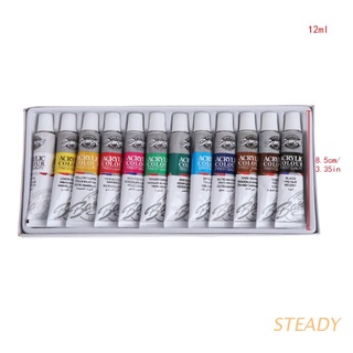 steady - juego de pinturas acrílicas profesionales (12 ml, 12 colores)