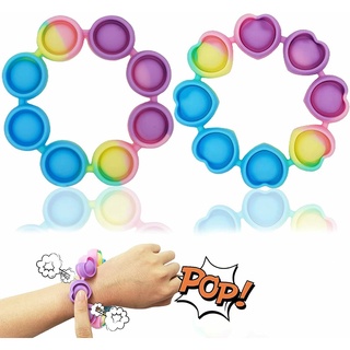 Popit Fidget juguetes ADHD alivio del estrés Push bubble juego pulsera arco iris simple dimple silicona pulsera reloj banda descomprimida pulsera de dedo burbuja para niños Anti estrés juguete regalos de cumpleaños, regalos de Halloween, regalos de navidad o recompensas de clase, etc. (4)