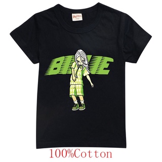 2021 Billie Eilish verano de dibujos animados de impresión de algodón de los niños de manga corta T-Shirt Top niños moda Casual de manga corta T-Shirt Tops niños