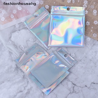 Fashionhousehg 100 Pcs Clear Laser Aluminum Foil Bag Self Seal Zipper Zipper Closure Packing hot sell