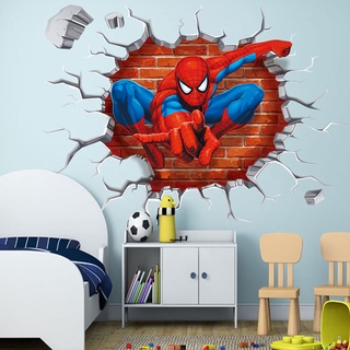 lwinui pegatina de pared de dibujos animados 3d efecto spiderman decorativo adhesivo de pared decoración del hogar regalos para habitaciones de niños