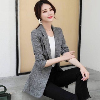 Blazer chaquetas para las mujeres primavera y otoño de longitud completa chaquetas para las mujeres de estilo coreano a cuadros corto ropa de las mujeres tendencia corto (1)