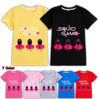 Baju calamar juego KidsT-shirt moda casual niños y niñas de manga corta tops de moda camisas deportivas (2-15Y)