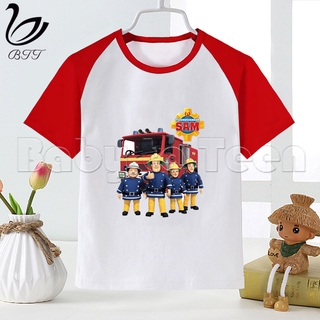 [inventario disponible] Camiseta/Camiseta De dibujos animados para niños/niña/estampado De bombero/sandalia
