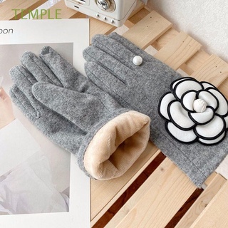 TEMPLE Thick Driving Gloves Soft Female Gloves Cashmere Mittens Pearl Women Elastic Pure Color Simple Breathable Touch Screen Gloves/Multicolor