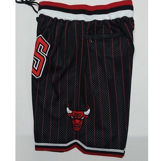 NBA shorts Chicago Bulls pantalones cortos deportivos negro-rojo raya bolsillo versión (3)