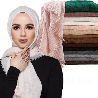 95*190cm mujeres musulmana arrugada hiyab bufanda femme musulman algodón suave pañuelo en la cabeza islámico hiyab chales y envolturas al por mayor