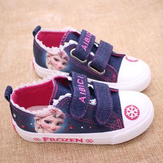 Cc&mama Frozen niñas niños zapatos de encaje Denim zapatos de lona Disney princesa Elsa de dibujos animados (7)