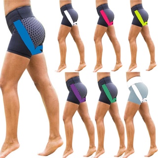 Pantalones cortos de estampado Digital de panal de miel y pantalones cortos de Yoga de cintura alta