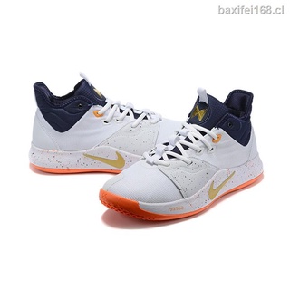 Zapatos De Baloncesto PG 3 George Paul Low Hombre Blanco/Azul/Naranja