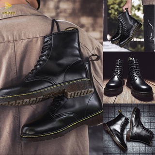 Martens Dr . Jadon Botas Negro Plataforma Zapatos De Cuero De Los Hombres De Nieve Con Cordones Suela Antideslizante