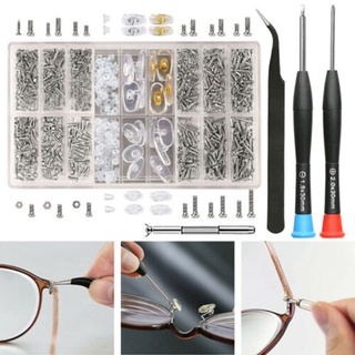 Happygrow - juego de tornillos para gafas y almohadillas para nariz, destornillador, reloj, Kit de herramientas de reparación de gafas