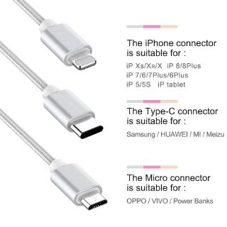 3 en 1 cable USB para Samsung Xiaomi cable De Carga Rapida para Android, Micro USB tipo tipo C - C 3 in1 cables De telefono movil cable para cargar (8)