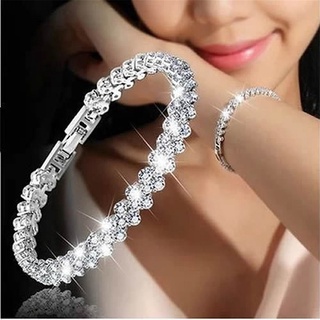 Silver exquisite luxury Roman crystal bracelet simple diamond covered Bracelet