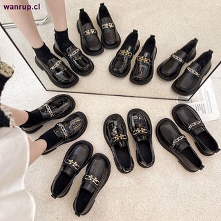 Single shoes female 2021 new small leather shoes female British spring and autumn all-match chain buckle soft leather loafers leather shoes flat jk